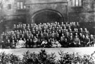 Staff of the London, Midland and Scottish Railway Co. in front the Headquaters, The Farm, Granville Road