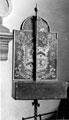 Hymn board of the late 18th century, showing the Pegge/Burnell Coat of Arms, Beauchief Abbey