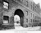 Entrance from Castle Green to the stables and malt kilns, W.H. Birks and Co. (later occupied by Duncan Gilmour and Co.), Lady's Bridge Brewery. A subterranean passage ran below ground between Exchange Brewery on Bridge Street and Castle Green