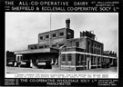 Exterior view, Sheffield and Ecclesall Co-operative Society Ltd., New Model Dairy, Archer Road, Millhouses