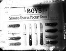Boys pocket knives, sample page from trade catalogue, manufacturers unknown Boys pocket knives, sample page from trade catalogue, manufacturers unknown