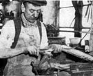 Cutlery manufacture, spring knife cutler burnishing the backs of springs