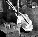 Casting nickel-silver at Atkin Brothers, silversmiths, Truro Works, Matilda Street