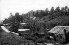 Nether Cut Wheel, (New Wheel) Rivelin Valley, Glen Bridge and Rivelin Valley Road, centre, Rivelin Cottages and Rivelin Glen United Methodist Church on hill, in background