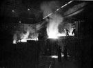 View: s10759 Steel Industry, simultaneous tapping of three Siemens furnaces, Thomas Firth and John Brown Ltd.