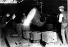 View: s10790 Steel Industry. Casting chilled rolls at John M. Moorwood Ltd., Eagle Foundry, Stoke Street, Attercliffe for use in construction of lamp posts