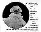 Advertisement for S. Sandford, ladies and babies outfitters, No. 208 South Street, Moor