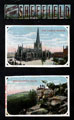 Postcard depicting views of Sheffield, Cathedral SS Peter and Paul and Wharncliffe Crags