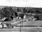 Firth Park from Hucklow Road, showing the entrance, bowling green, tennis courts and Firth Park Road