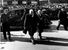 Official visit of Winston Churchill, arriving at Town Hall with Herbert Keeble Hawson, Lord Mayor