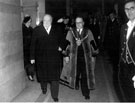 Official visit of Winston Churchill, with Alderman Herbert Keeble Hawson, Lord Mayor, arriving at City Hall