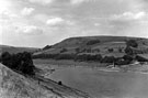 Ladybower Reservoir, the ruins of Derwent Church can be seen in the distance Ladybower Reservoir, the ruins of Derwent Church can be seen in the distance