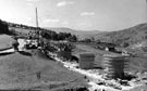 Construction of Ladybower Reservoir, Ladybower Viaduct under construction Construction of Ladybower Reservoir, Ladybower Viaduct under construction