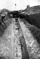 Ewden Valley Waterworks under construction, Broomhead Reservoir, Key in concrete at top of trench looking up hillside