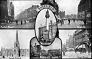 Sheffield City Centre, views of Market Place, High Street, Angel Street and Sheffield Cathedral, Church Street