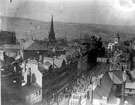 View: s11487 Elevated view of Fargate from Town Hall, Sheffield Cathedral in background