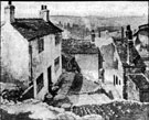 Reproduction from the Daily Independent of a painting exhibited at the Sheffield Society of Artists Exhibition, 'Corner of old Pitsmoor' [Pye Bank] by Elizabeth Styring Nutt