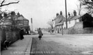 View: s11567 Manchester Road at junction with Sandygate Road, showing (right) Crosspool Tavern, Henry Bradbury, grocer and sub-postmaster, Nos. 2 - 6 Sandygate Road, left