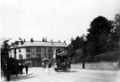 General view looking towards junctions of Machon Bank Road (right) and Nether Edge Road (left), from Moncrieffe Road, cabman's shelter (later became the tram terminus) and Nether Edge Market, in distance