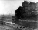 River Don taken from bank off Royds Lane looking towards the Crown Steel Wire Works with the Midland Railway on the banking (possibly)