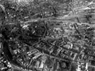 Aerial View - City Centre towards Midland Station (Sheaf Street) and Park Hill, (from left to right) High Street, Norfolk Street, Norfolk Row (note St. Marie's church) and Surrey Street in foreground, St. Luke's Church can be seen behind station