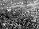 Aerial view - City Centre including Norfolk Street in foreground (note Victoria Hall), Pond Street and Pond Hill (centre), Sheaf Street and Midland Station in background, Lyceum Theatre in foreground to right