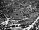 Aerial view - Attercliffe showing roads including Attercliffe Road, Savile Street, Carlisle Street, Cyclops Works (centre), Wicker Station and Ellesmere Road School (bottom of picture)