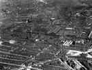 Aerial view - Atlas and Norfolk Works (centre), roads including Sutherland Road, Harleston Road, Maxwell Street and Ellesmere Road School (bottom right)