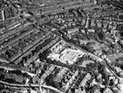 Aerial view - Sharrow including (left-right) Pearl Street, Cemetery Road, Grange Crescent, foreground, Sharrow Lane and Institute for the Blind, centre