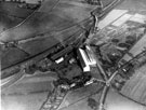 Aerial view - Wortley Rural District Sewage Works, Green Lane (bottom right), Loicher Lane, Oliver Cottages(centre bottom), common End Farm(right), Butterthwaite(top of picture) and L.M.S. Railway
