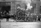 View: s12478 Horse drawn steam fire engines outside West Bar fire station, opened 1900