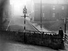 Special warning sign to indicate footbridge over the Meers Brook, Kent Road, Rushdale Avenue, rear