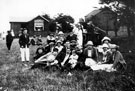 View: s12719 The Rackham Family of Elmham Road, Darnall at the end of Whitsuntide Parade, High Hazels Park, Ice-Cream Cabin in background