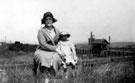 Mother and child, Park House Lane, background - small L.N.E.R. Box and fields became part of marshalling yards, Tinsley
