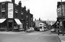 Albert Terrace Road photographed from Infirmary Road, showing (left) Arnold Barker, caterer, No. 126 Infirmary Road and (right) Blanchards Ltd., right