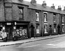 Anns Road (right) and (left) Joseph Schofield, gents hairdressers and tobacconists, No. 51 Spencer Road, Heeley
