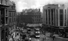 Elevated view of Angel Street and Market Place, Burton Montague Ltd., tailors, Nos. 51 - 55 High Street