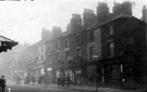 Shops on Barkers Pool, known as Pool Place, (later demolished to make way for War Memorial), Building on right is the New Music Hall Tavern (No 116), 1915-1925