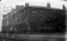 Corner of Barkers Pool and Pool Square, 1915-1925, Nos. 102 - 114 Barkers Pool, White Lion Hotel (No. 112) and Hoyland's Piano Showroom (No. 114), extreme left