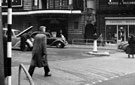 View: s13297 Zebra Crossing on Fargate (later became Barkers Pool in the 1960s), Cinema House in background