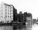View: s13305 Barkers Pool showing the site of Cinema House after it was demolished and rear of the Grand Hotel