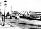 Barnsley Road, site of the old Pitsmoor toll bar with the old road on the left and (right) Abbeyfield Park