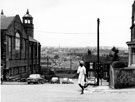 Beeton Road looking towards Chesterfield Road, Meersbrook Park Congregational Church and Church Rooms on left, Nether Edge in distance, Meersbrook