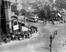 Elevated view of Bellhouse Road and Sicey Avenue showing shops and Firth Park United Methodist Church