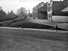 Former site of Pear Tree Cottages, proposed site of flower and rock garden in front of S.Y.D Laundry offices and van store, old Shiregreen Church School (background), Bellhouse Road, Shiregreen