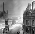 Elevated view of Blonk Street, Tower Grinding Wheel, (also known as Castle Grinding Wheel), Samuel Osborn and Co. Ltd., Clyde Steel Works and Blonk Bridge on left, Wharf Street Goods Depot in distance