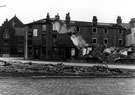 Demolition of buildings on Boston Street, Pearl Street in foreground, Ecclesall Vestry Hall, Cemetery Road in background