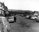 Nos. 15, 17, 19 and 21 Brathay Road, Wincobank looking towards garages on Skelwith Road and newer housing on Beacon Way etc.