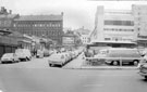Broad Street from Sheaf Street, Sheaf Market, left, Woolworths, right, Canada House (the old Gas Company offices and showrooms), Norfolk Arms and Dixon Lane in background, 1960-65