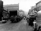 Broad Street, Sheaf Market and Gas Offices and Showrooms, left, Castlefolds Market, right, looking towards Dixon Lane and Norfolk Arms
